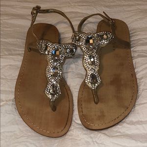Beautiful rhinestone thong sandals